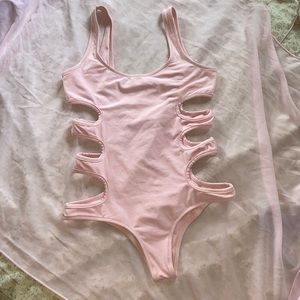 Sexy pink bodysuit bikini